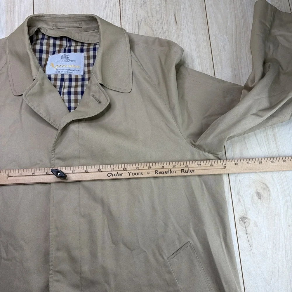 VTG Aquascutum Men's Aqua 5 Water Resistant Trench Coat Khaki/Tan • 42R US